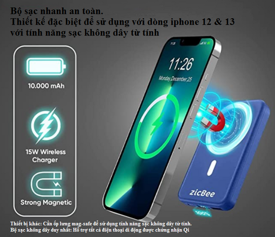 Sạc Dự Phòng Không Dây MagSafe 10000mAh MGA181 - Sạc Nhanh 22.5W, USB-C, Thiết Kế Nhỏ Gọn, Tích Hợp Chip AI Bảo Vệ