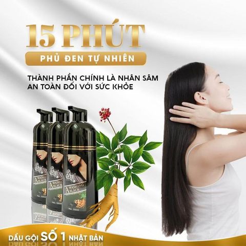 Dầu Gội Phủ Bạc Nhuộm Đen Tóc Sin Hair A Washing Black 500ml - Chăm Sóc Tóc và Phủ Đen Nhanh Chóng Không Gây Kích Ứng Da Đầu