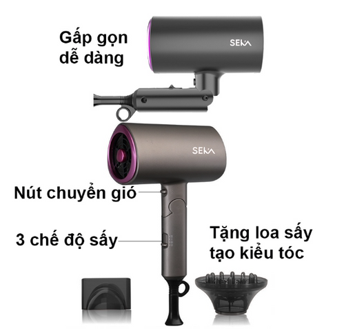Máy Sấy Tóc Seka SK2008 - Công Suất 2200W, 3 Chức Năng Sấy, Chống Khô Tóc, Thiết Kế Nhỏ Gọn, Bảo Hành 12 Tháng