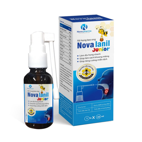 Xịt Keo Ong Nova Lanil Junior 30ml - Giúp Làm Dịu Họng, Sạch Khoang Miệng Cho Trẻ 6 Tháng Tuổi Trở Lên, Dễ Dùng, Thiên Nhiên