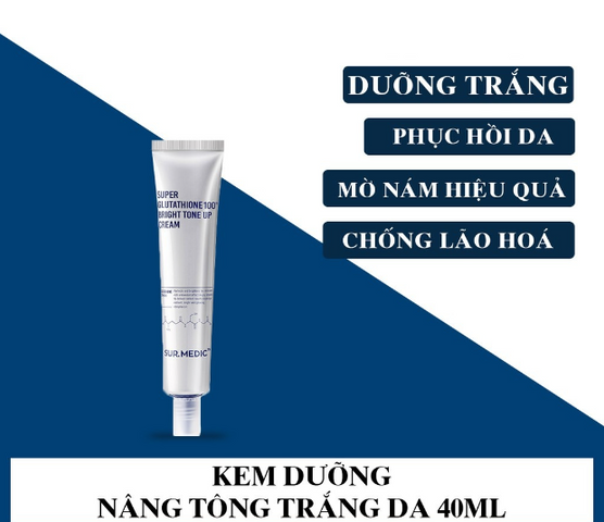 Kem Dưỡng Sur.Medic+ Super Glutathione 100 Nâng Tông & Làm Sáng Da 40ml - Dưỡng Trắng Da Hiệu Quả, Phù Hợp Mọi Loại Da