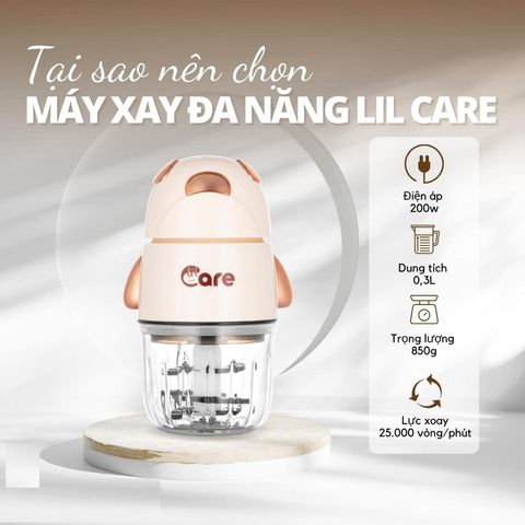 Máy xay đa năng LIL Care 6 lưỡi 0,3L - Cối thủy tinh chịu nhiệt, thích hợp xay đồ ăn dặm cho bé, dễ sử dụng và vệ sinh