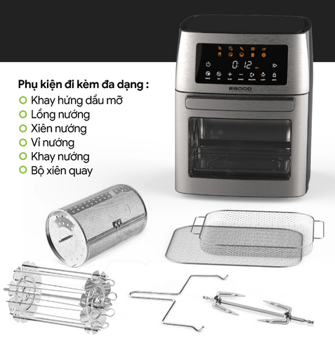 Nồi Chiên Không Dầu Đa Năng 2Good Vortex S-18 15L - Thiết Kế Sang Trọng, Dễ Sử Dụng, Khu Vực 220°C, Phù Hợp Gia Đình 5-6 Người