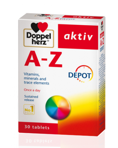 Viên Vitamin Tổng Hợp và Khoáng Chất Doppelherz Aktiv A-Z Depot - Cung Cấp 25 Vitamin Thiết Yếu Cho Trẻ Trên 10 Tuổi, Tăng Cường Đề Kháng