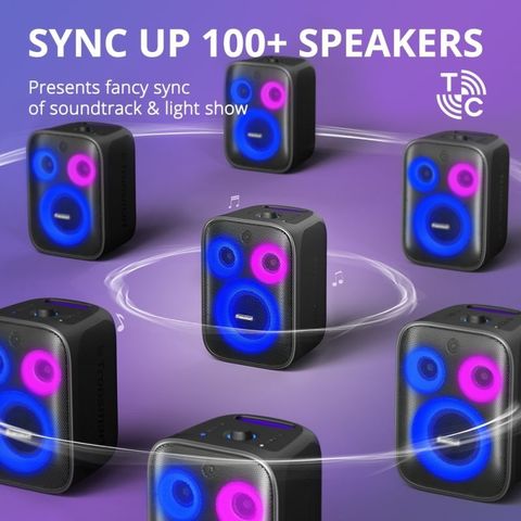Loa Bluetooth Tronsmart Halo 200 - Karaoke 120W với 2 Micro Không Dây, Hiệu Ứng Âm Thanh 3D, Thiết Kế RGB Độc Đáo, Thời Gian Sử Dụng 15H