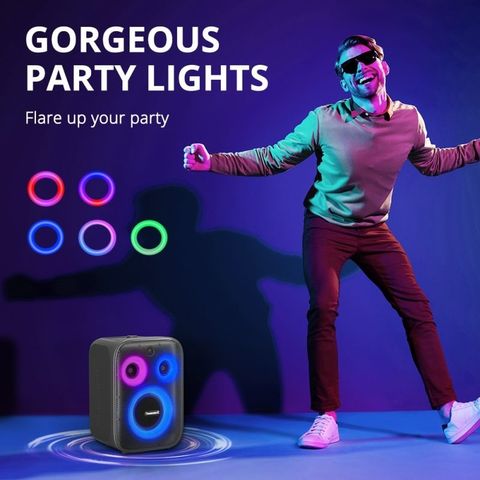 Loa Bluetooth Tronsmart Halo 200 - Karaoke 120W với 2 Micro Không Dây, Hiệu Ứng Âm Thanh 3D, Thiết Kế RGB Độc Đáo, Thời Gian Sử Dụng 15H