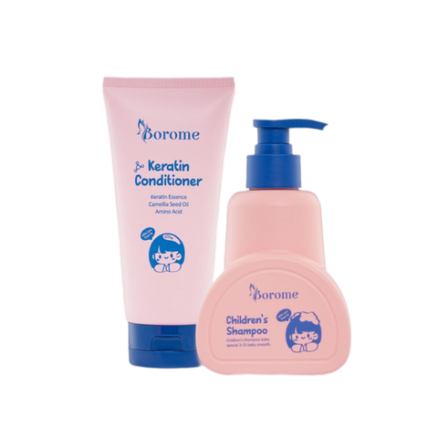 Cặp Dầu Gội Xả Trẻ Em Borome Dịu Nhẹ - Chiết Xuất Thiên Nhiên 335ml & 180ml, Không Cay Mắt, An Toàn Cho Bé Từ 3 Đến 15 Tuổi