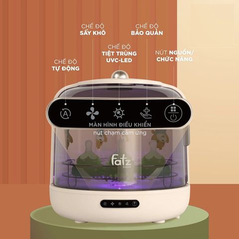 Máy úp bình sữa Fatzbaby Tidy 2 - Tiệt trùng UVC và sấy khô, Dung tích 13L, Giữ tiệt trùng lên đến 72 giờ, Phù hợp cho gia đình