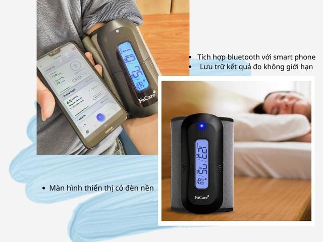 Máy Đo Huyết Áp Bắp Tay Bluetooth FaCare FC-P188 - Đo Tự Động, Kết Nối Ứng Dụng, Chính Xác Nhịp Tim & Huyết Áp, Dùng Cho Người Cao Huyết Áp