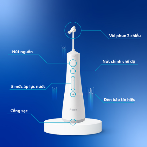 Máy Tăm Nước Cầm Tay Flossie Vòi Phun 2 Chiều - Làm Sạch 99% Khoang Miệng, Công Nghệ Hiện Đại, An Toàn Cho Nướu