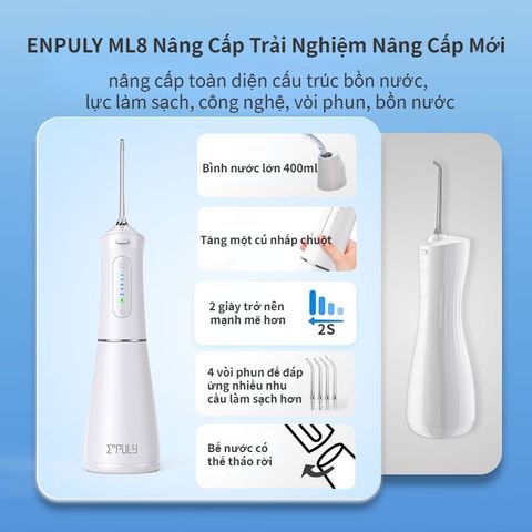 Máy Tăm Nước Vệ Sinh Răng Miệng Xiaomi Enpuly MLG1 Plus - Dung Tích 200ml, Thiết Kế Nhỏ Gọn, Pin 2000mAh, Chống Nước IPX7