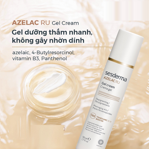 Gel giảm nám, làm sáng da Sesderma Azelac Ru - Kem dưỡng trắng da cho da dầu và hỗn hợp, ngăn nếp nhăn, thấm nhanh, 50ml