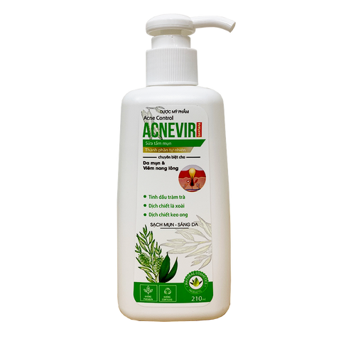 Sữa Tắm Acnevir 210ml - Giúp Cải Thiện Mụn Lưng, Viêm Nang Lông, Làn Da Sáng Mịn Từ Thiên Nhiên - Sản Phẩm Dược Mỹ Phẩm SANTAFA