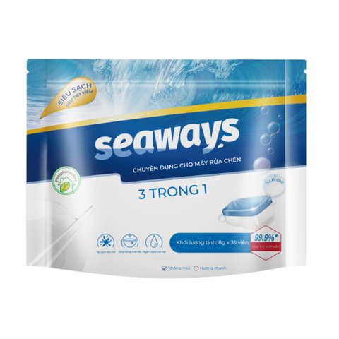 Túi 35 viên rửa chén bát Seaways 8g dành cho máy rửa bát