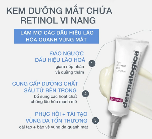 Kem Mắt Dermalogica Age Reversal Eye Complex 15ml - Hỗ Trợ Giảm Quầng Thâm, Bọng Mắt, Chống Lão Hóa Với Retinol và Vitamin C