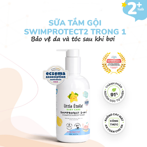 Sữa Tắm Gội 2in1 Little Étoile Swimprotect cho Bé Từ 2 Tuổi - Bảo Vệ Da Tóc, Hương Đào Chanh Dịu Nhẹ, 250ml