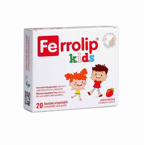 Sắt Hữu Cơ Dạng Bột Ferrolip Kids Vị Dâu - Thực Phẩm Bổ Sung Cho Trẻ Em Với Vitamin C, Axit Folic & Vitamin B12, Bổ Trợ Phát Triển Toàn Diện
