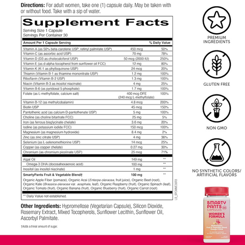 Vitamin Tổng Hợp Cho Phụ Nữ Smarty Pants Women's Formula - Hỗ Trợ Sức Khỏe Toàn Diện Và Năng Lượng - 30 Viên