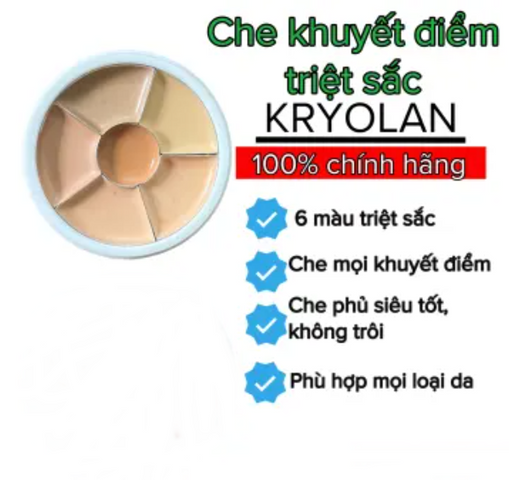 Bảng Che Khuyết Điểm Kryolan Concealer Circle - 6 Ô Màu, Chất Lượng Chuyên Nghiệp, Che Phủ Vùng Thâm & Mụn, Lớp Nền Mịn Màu Tự Nhiên