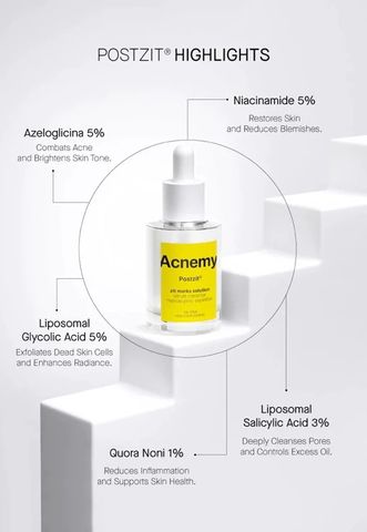 Serum Acnemy Postzit 30ml - Điều trị thâm mụn hiệu quả, phục hồi da mụn với rau má và Vitamin B3, phù hợp mọi loại da