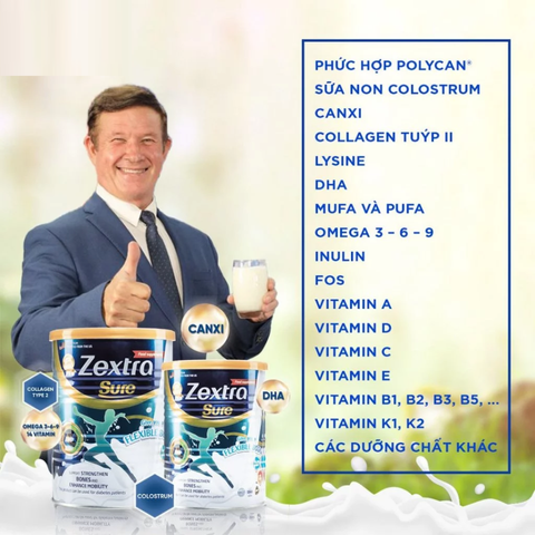 Sữa non Zextra Sure hỗ trợ xương khớp - Dinh dưỡng thiết yếu cho xương khớp khỏe mạnh, giảm đau nhức, dễ uống, 400g.