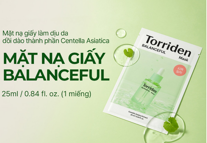 Mặt Nạ Giấy Torriden Balanceful Cica - 10 Miếng Cho Da Mụn Nhạy Cảm, Dưỡng Ẩm và Làm Dịu, Chiết Xuất Rau Má