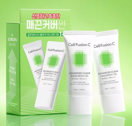 Combo 2 Kem Chống Nắng Cell Fusion C Advanced Clear Sunscreen 100 SPF50+ PA++++ - Kiểm Soát Dầu, Chống Tia UV Tối Ưu Cho Da Nhạy Cảm