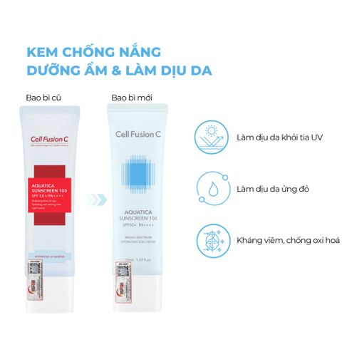 Combo 2 Kem Chống Nắng Cell Fusion C Aquatica SPF50+ PA+++ - Dành Cho Da Khô Nhạy Cảm, Bảo Vệ Da Tối Ưu, Cấp Ẩm Sâu