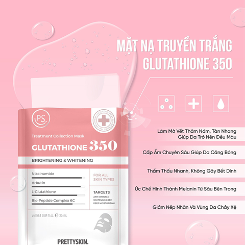 Mặt nạ Pretty Skin Glutathione 350 - Dưỡng trắng, làm đều màu da, cấp ẩm, chống lão hóa, phù hợp mọi loại da