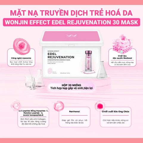 Mặt Nạ Wonjin Effect Edel Rejuvenation - Hỗ Trợ Trẻ Hóa Da, Phục Hồi & Cải Thiện Độ Săn Chắc Làn Da, 30 Miếng