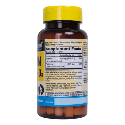 Viên Uống Bổ Sung Canxi Citrate + D3 Mason Natural - Hỗ Trợ Xương Răng Chắc Khỏe, Hấp Thu Tối Ưu, Lọ 60 Viên