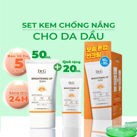 Combo Kem Chống Nắng Dr.G Brightening Up Sun+ SPF50+ - Bảo Vệ Da, Dưỡng Sáng Tự Nhiên (50ml + 20ml)