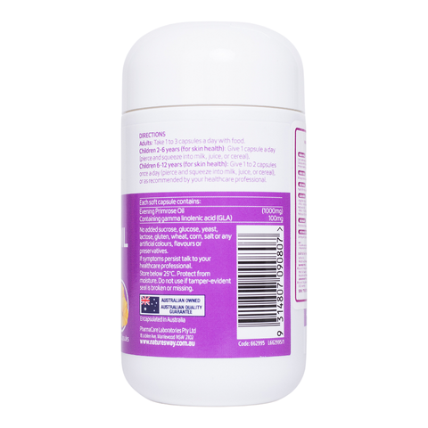 Viên Tinh Dầu Hoa Anh Thảo Nature's Way Evening Primrose Oil 1000mg - Bổ Sung GLA, Hỗ Trợ Sức Khỏe và Làm Đẹp Da