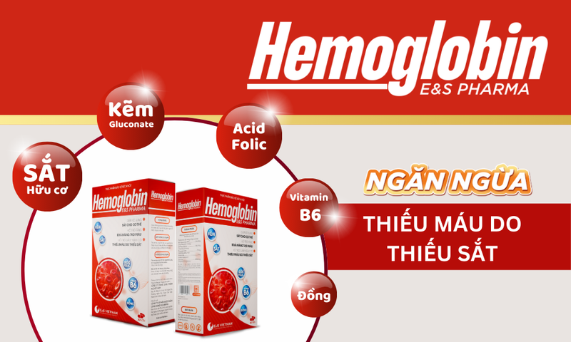 Viên sắt hữu cơ Hemoglobin E&S Pharma cho bà bầu - Hỗ trợ bổ sung sắt và giảm thiếu máu, 30 viên