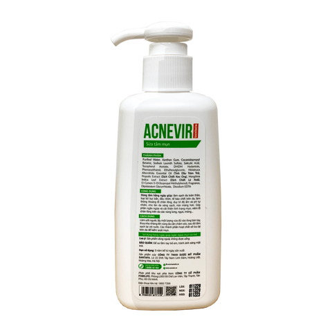 Sữa Tắm Acnevir 210ml - Giúp Cải Thiện Mụn Lưng, Viêm Nang Lông, Làn Da Sáng Mịn Từ Thiên Nhiên - Sản Phẩm Dược Mỹ Phẩm SANTAFA