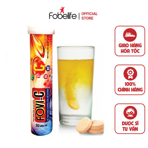 Viên Sủi Bổ Sung Vitamin C 500mg Fovi C - Hỗ Trợ Tăng Cường Đề Kháng, Bồi Bổ Sức Khỏe, Dễ Dàng Hòa Tan trong Nước