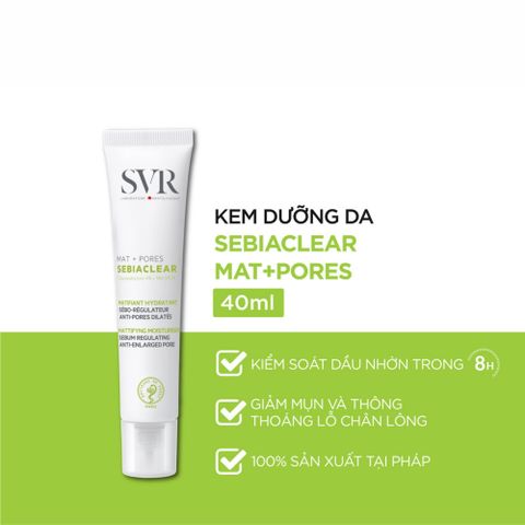 Kem Dưỡng Giảm Mụn SVR Sebiaclear Mat + Pores 40mL - Kiềm Dầu, Dưỡng Ẩm Cho Da Nhạy Cảm, Pháp