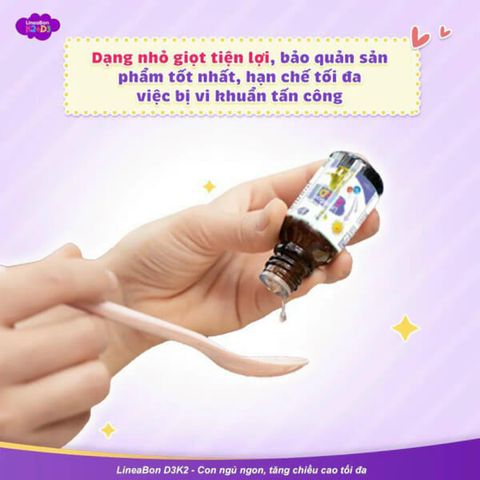 Vitamin LineaBon D3 + K2 Hỗ Trợ Hấp Thụ Canxi 10ml - Vitamin Cho Bé Giúp Phát Triển Chiều Cao, Dễ Uống, Không Sắc, Không Vị