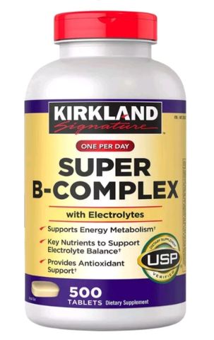 Viên Uống Vitamin B Tổng Hợp Kirkland Super B-Complex 500 Viên - Tăng Cường Năng Lượng, Giảm Căng Thẳng, Hỗ Trợ Sức Khỏe