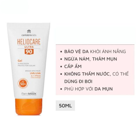 Kem Chống Nắng Heliocare Ultra 90 Gel SPF50+ (50mL) - Bảo Vệ Da Ngừa Nám, Dạng Gel Dễ Thấm, Phù Hợp Mọi Loại Da