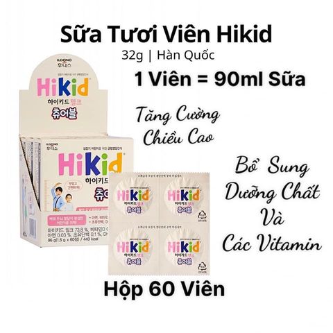 Sữa Hikid dạng viên kẹo cho trẻ từ 1-12 tuổi <Hàng nội địa>