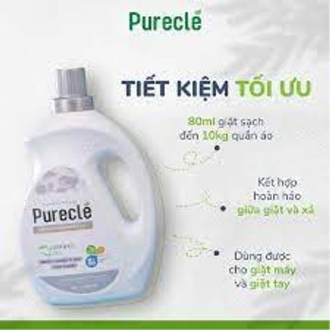 Nước Giặt Xả Organic Pureclé 3L8 - Hương Bạch Dương, Kháng Khuẩn, Tiết Kiệm Nước, An Toàn Cho Gia Đình