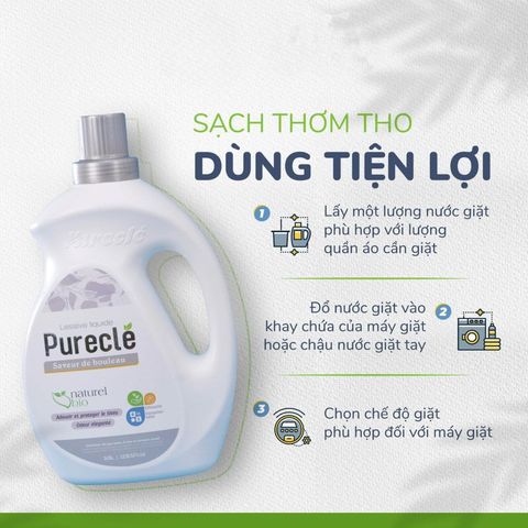 Nước Giặt Xả Organic Pureclé 3L8 - Hương Bạch Dương, Kháng Khuẩn, Tiết Kiệm Nước, An Toàn Cho Gia Đình