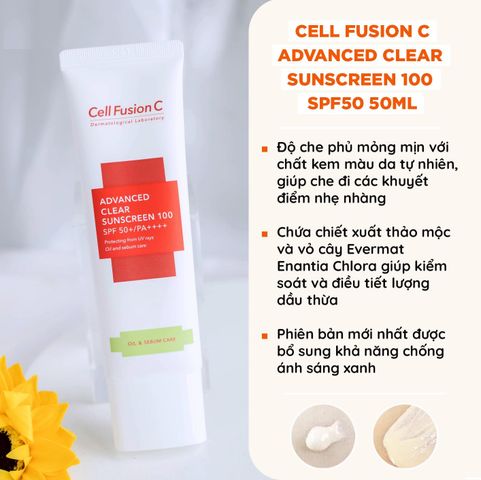 Kem Chống Nắng Cell Fusion C Nâng Tông Da SPF50+/PA++++ - Chống Nắng và Dưỡng Da Tươi Sáng 50ml Hàn Quốc