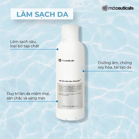 Sữa Rửa Mặt Md:Ceuticals Ultrasense Cleanser - Làm Sạch Da Mặt Tự Nhiên, Chống Oxy Hóa, Dưỡng Ẩm Cho Mọi Loại Da