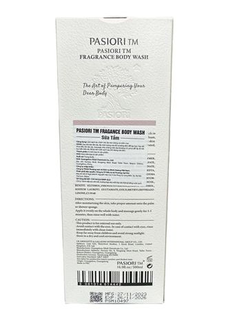 Sữa Tắm Hương Nước Hoa Pasiori Biotin Collagen 500ml - Dưỡng Da Mềm Mịn, Lưu Hương Lâu, Se Khít Lỗ Chân Lông