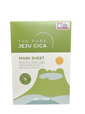 Mặt Nạ Rau Má Pretty Skin The Pure Jeju Cica Mask - Hộp 10 Miếng Dưỡng Da, Giảm Mụn, Làm Dịu Da Kích Ứng, Xuất Xứ Hàn Quốc