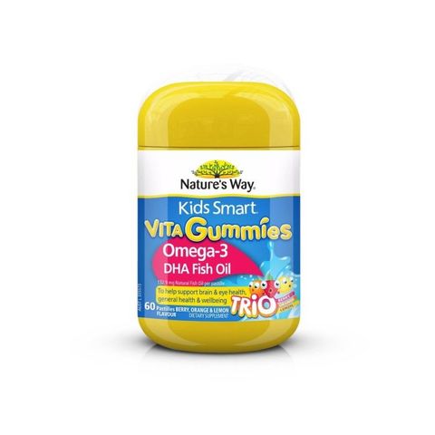 Kẹo dẻo Omega 3 DHA Nature's Way Kids Smart 60 viên - Bổ sung dinh dưỡng cho trẻ từ 2 tuổi, tăng cường trí não và sức đề kháng