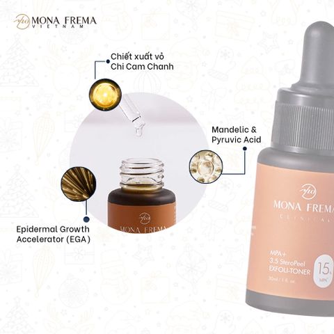 Tẩy tế bào chết Mona Frema MPA + 3.5 SteroPeel Exfoli-Toner 15% - Giúp làm sạch da, kiểm soát dầu và giảm thâm nám hiệu quả 30ml