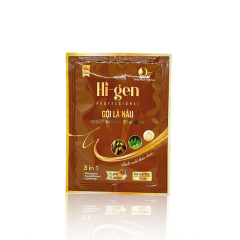 Dầu Gội Phủ Bạc Hi-gen – Bộ 10 Gói 25ml, Giải Pháp Tóc Nâu Tự Nhiên, Chăm Sóc Tóc Hiệu Quả, Mùi Hương Thoang Thoảng